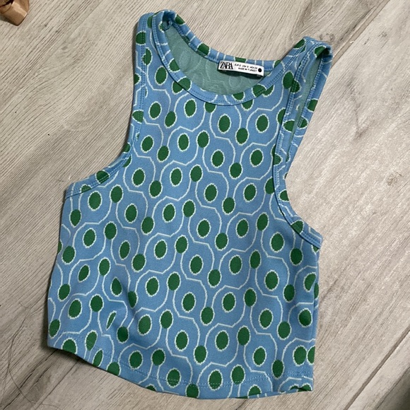 Zara 70s Blue & Green Halter Tank - Picture 5 of 5